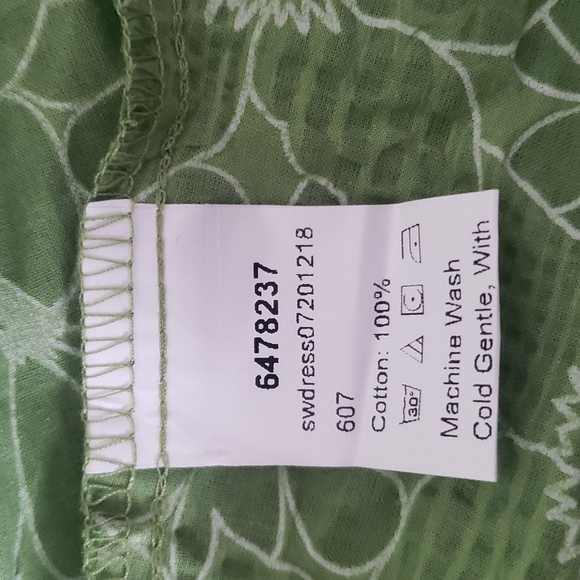 SHEIN leaf green floral print babydoll swing dress Size XS - Picture 6 of 7